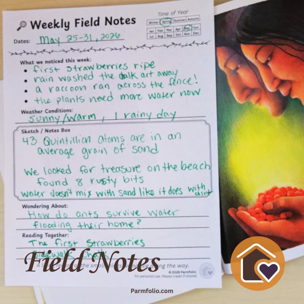 May Homeschool Field Journal Notes with Strawberries Book
